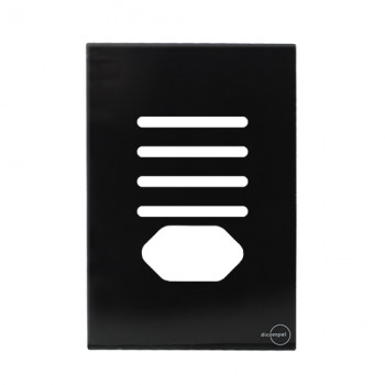 Placa P/ 4 Interruptores + Tomada (especial) - Novara Glass Preto Brilhante Placa P/ 4 Interruptores + Tomada (especial) - Novara Glass Preto Brilhante